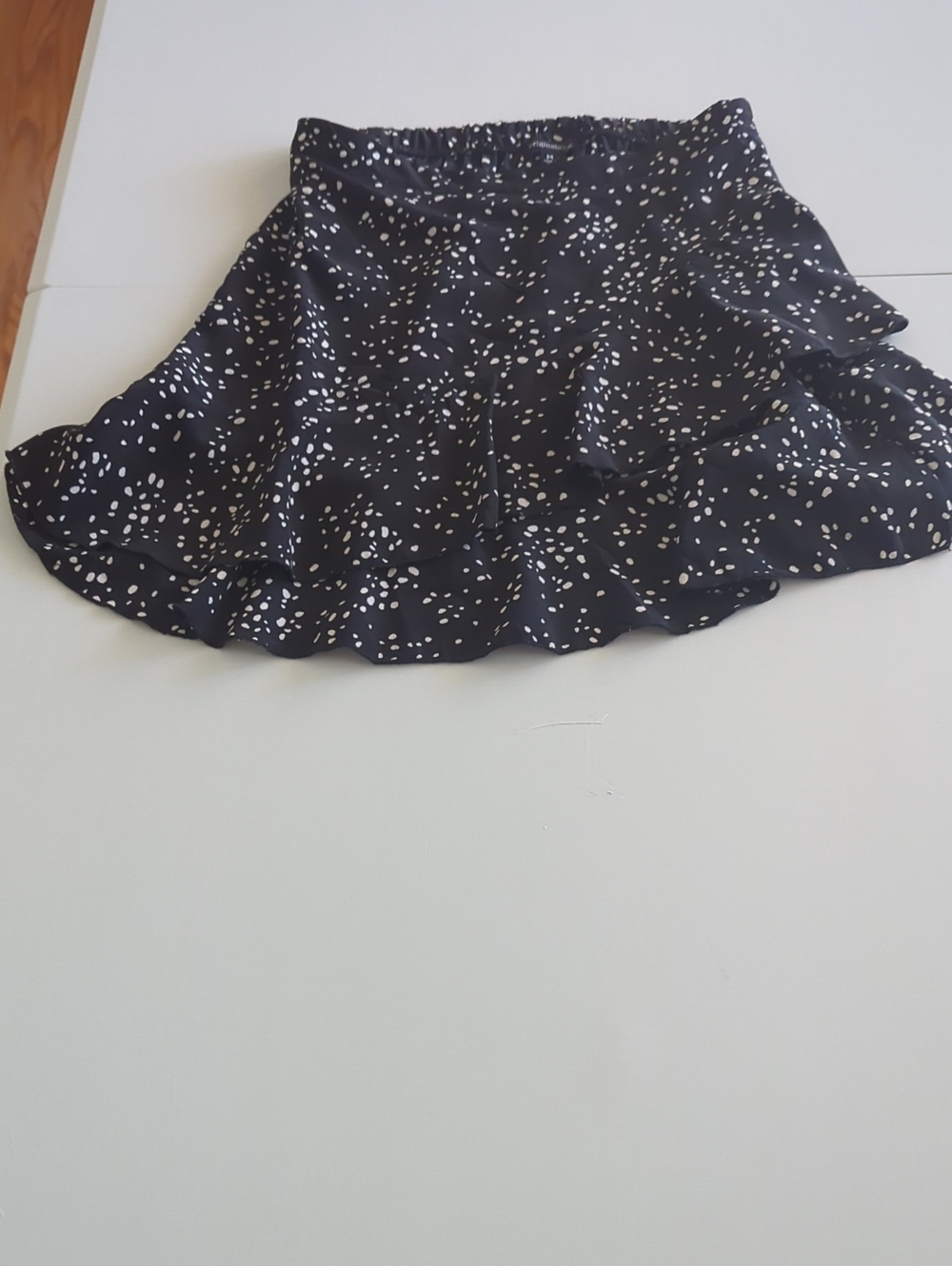 Originality Black & White Polka Dot Ruffled Skater Skirt Med